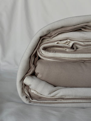 Cotton Premium Jersey Knit TWO TONE KHAKI WHITE Minimalist Series (16 Inch)