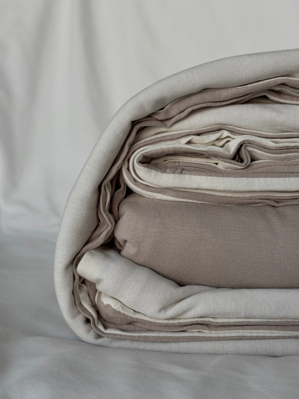 Cotton Premium Jersey Knit TWO TONE KHAKI WHITE Minimalist Series (16 Inch)