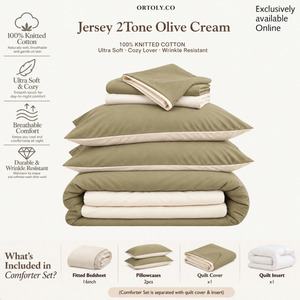 Cotton Premium Jersey Knit TWO TONE OLIVE CREME Minimalist Series (16 Inch)