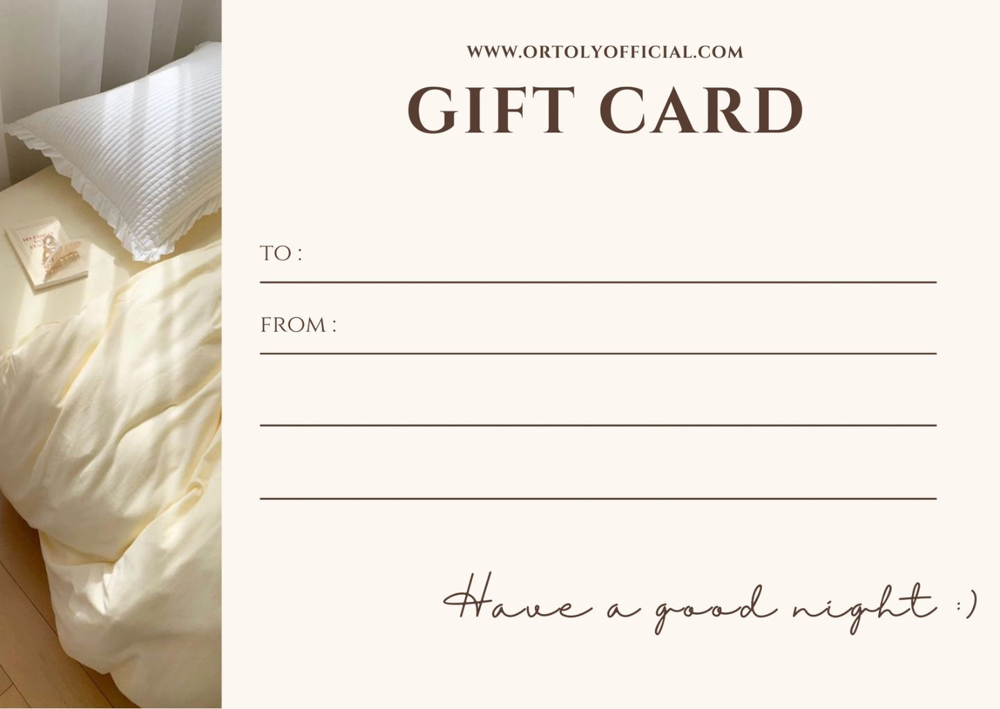 ORTOLY GIFT CARD Birthday Gift/ Wedding Gift /Event /Special Days for your loved one.