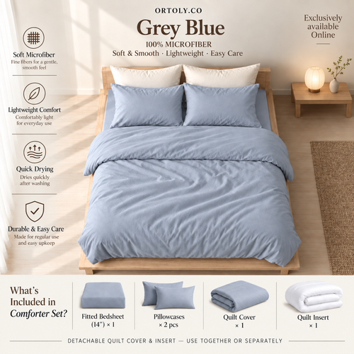 Microfiber Grey Blue Muji Series (14inch)